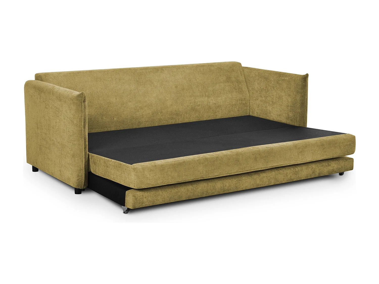 Canapé 3 places convertible en tissu chenille - vert citron - PIKO