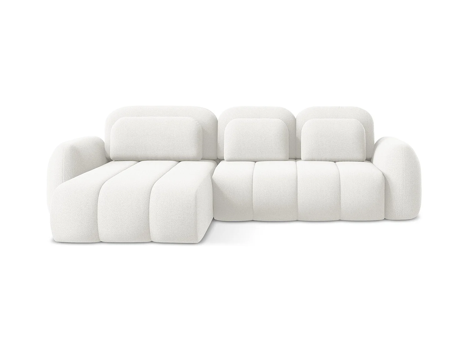 Canapé d’angle 3 places gauche convertible en tissu bouclette - blanc - PELE