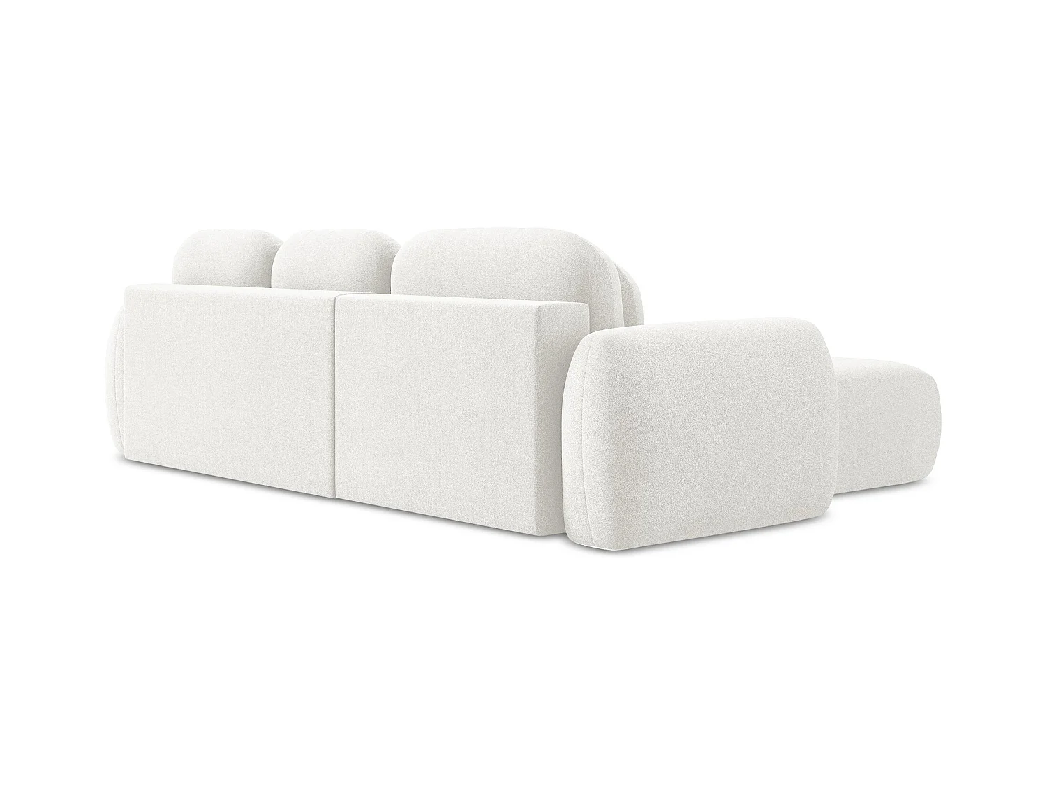 Canapé d’angle 3 places gauche convertible en tissu bouclette - blanc - PELE