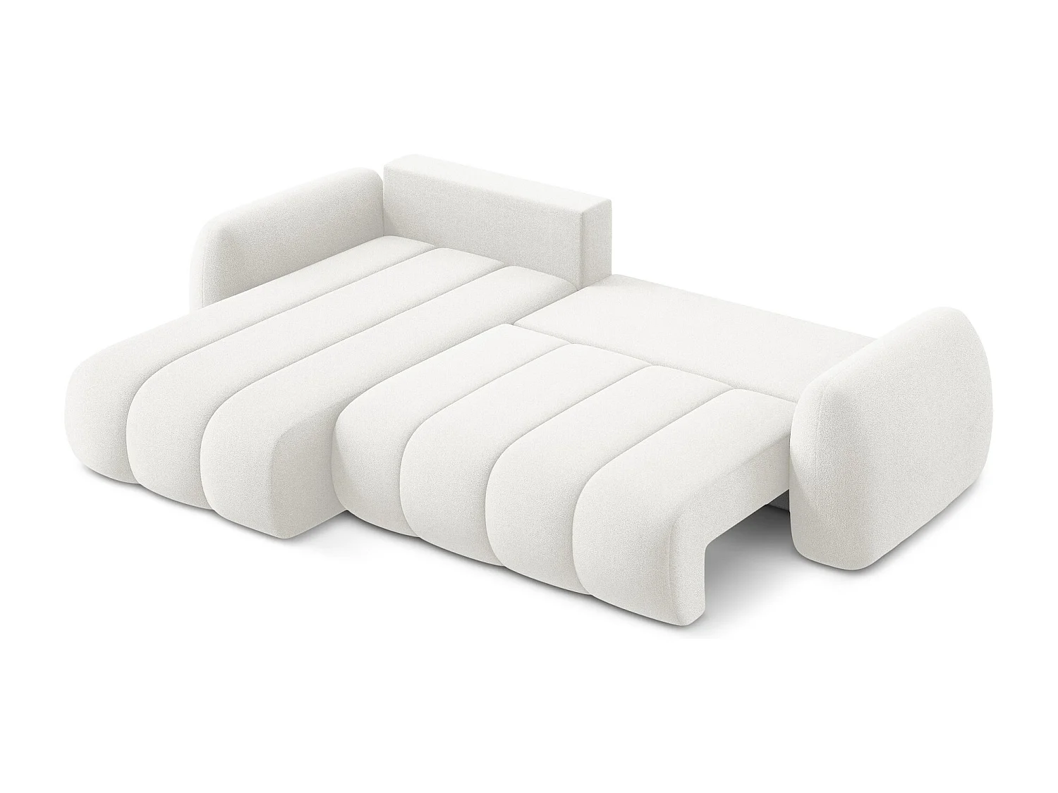 Canapé d’angle 3 places gauche convertible en tissu bouclette - blanc - PELE