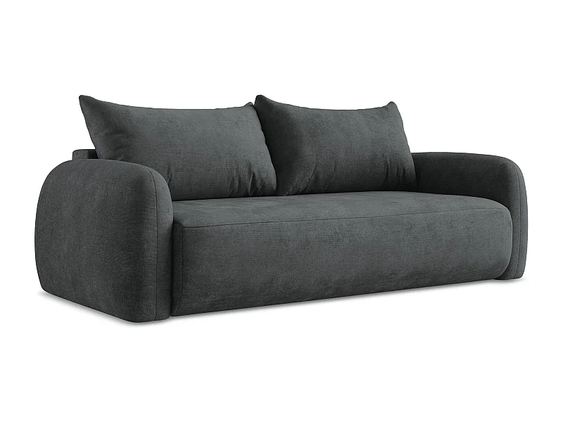 Canapé 3 places convertible en tissu chenille - gris foncé - HALE