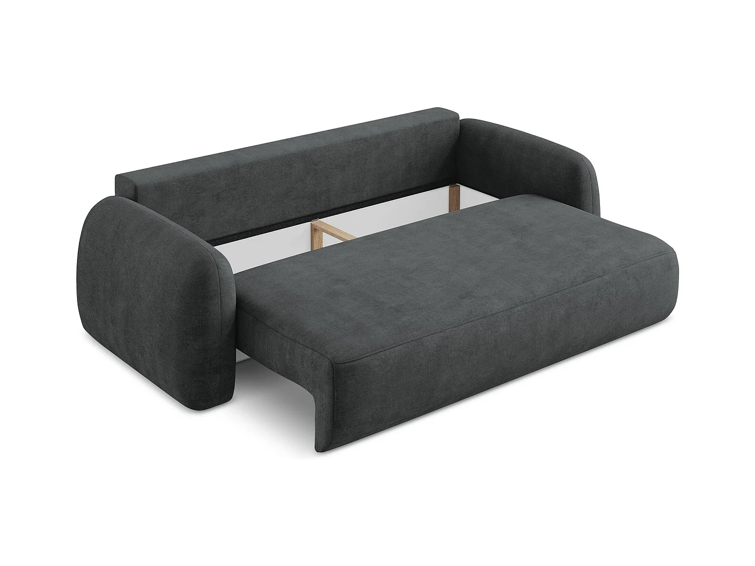 Canapé 3 places convertible en tissu chenille - gris foncé - HALE