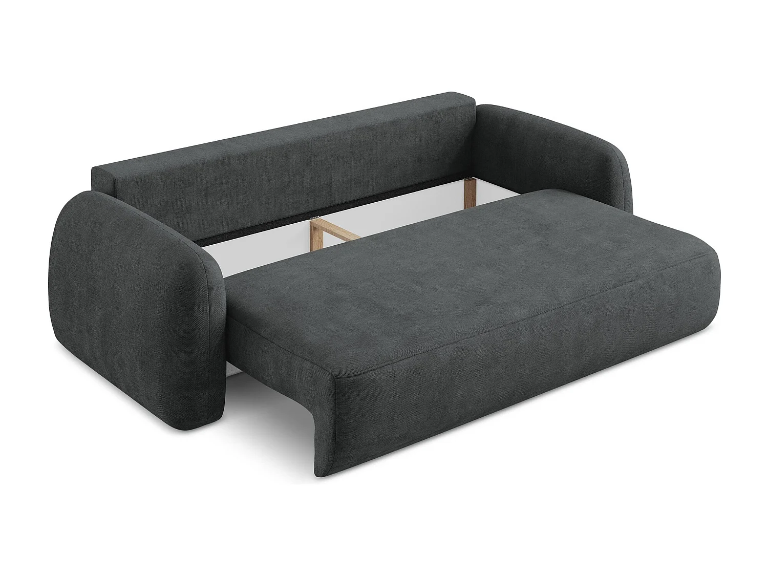 Canapé 3 places convertible en tissu chenille - gris foncé - HALE