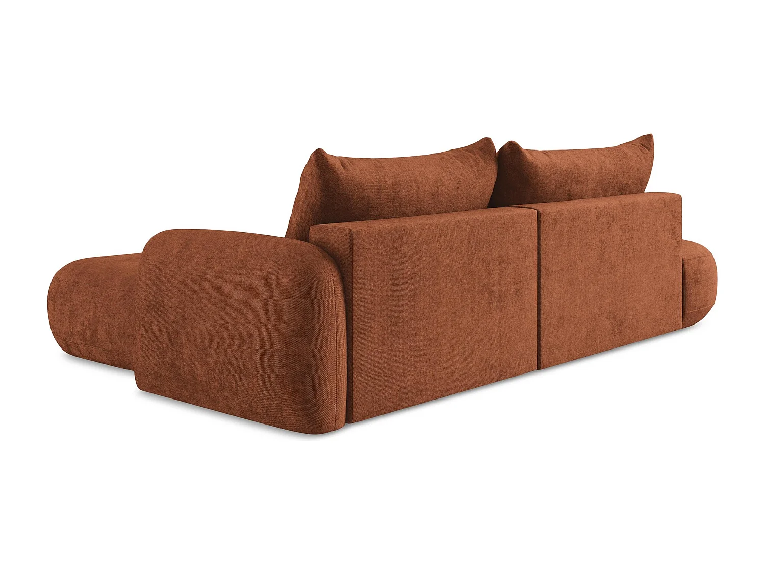 Canapé d'angle droit convertible en tissu chenille - terre cuite - HALE