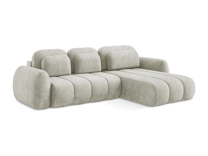 Ecksofa mit Schlaffunktion - Ecke Rechts - Chenille - Perle - PELE