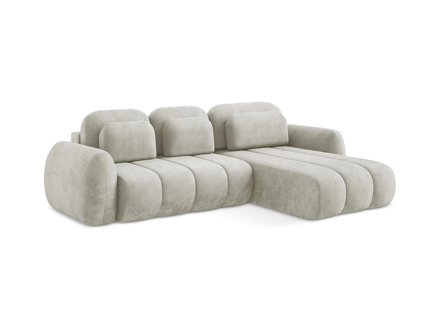 Ecksofa mit Schlaffunktion - Ecke Rechts - Chenille - Perle - PELE