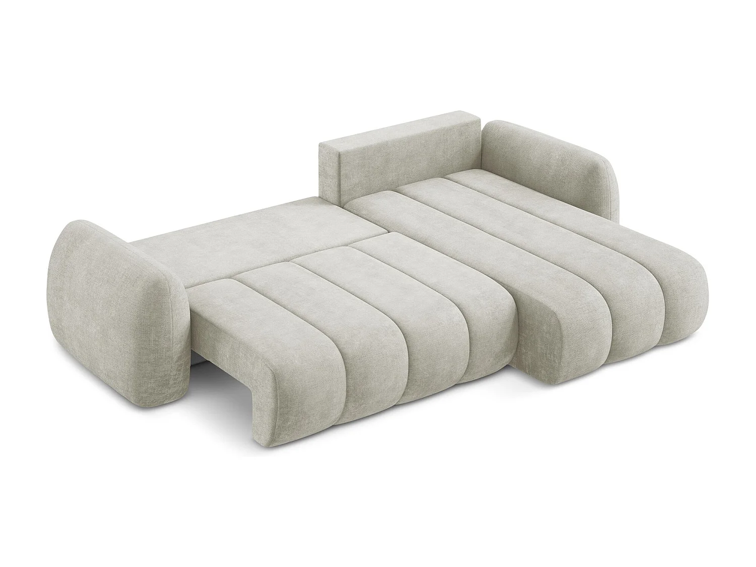 Canapé d'angle droit convertible en tissu chenille - perle - PELE