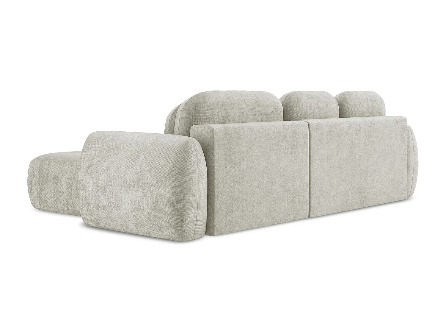 Canapé d'angle droit convertible en tissu chenille - perle - PELE