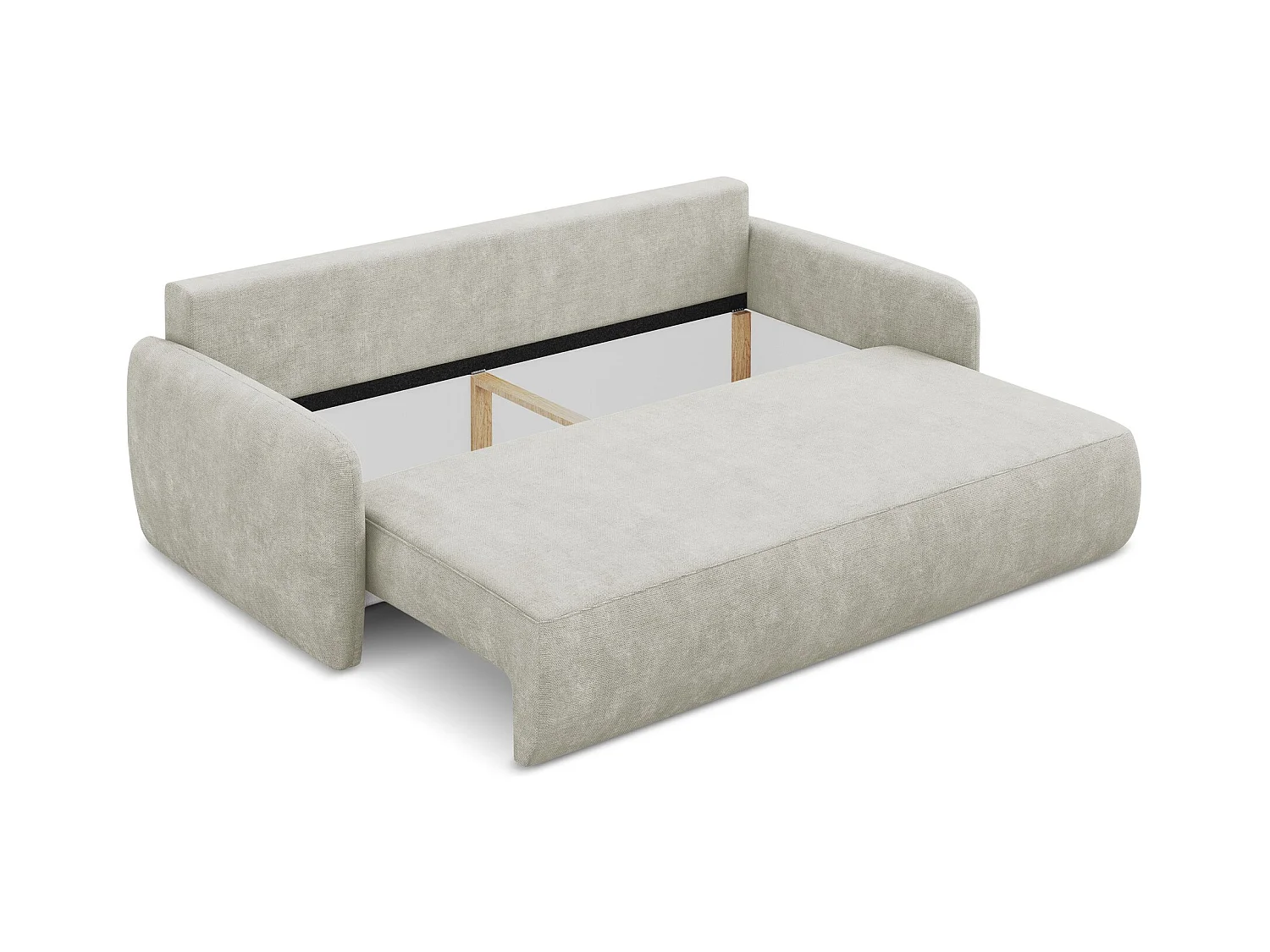 Canapé 3 places convertible en tissu chenille - perle - LILO