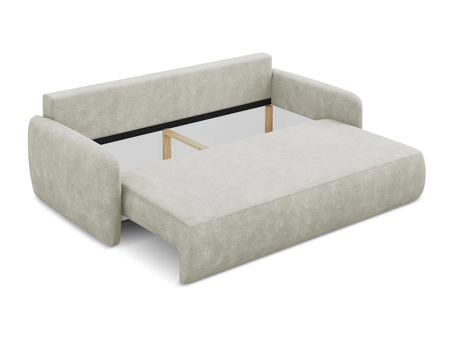 Canapé 3 places convertible en tissu chenille - perle - LILO