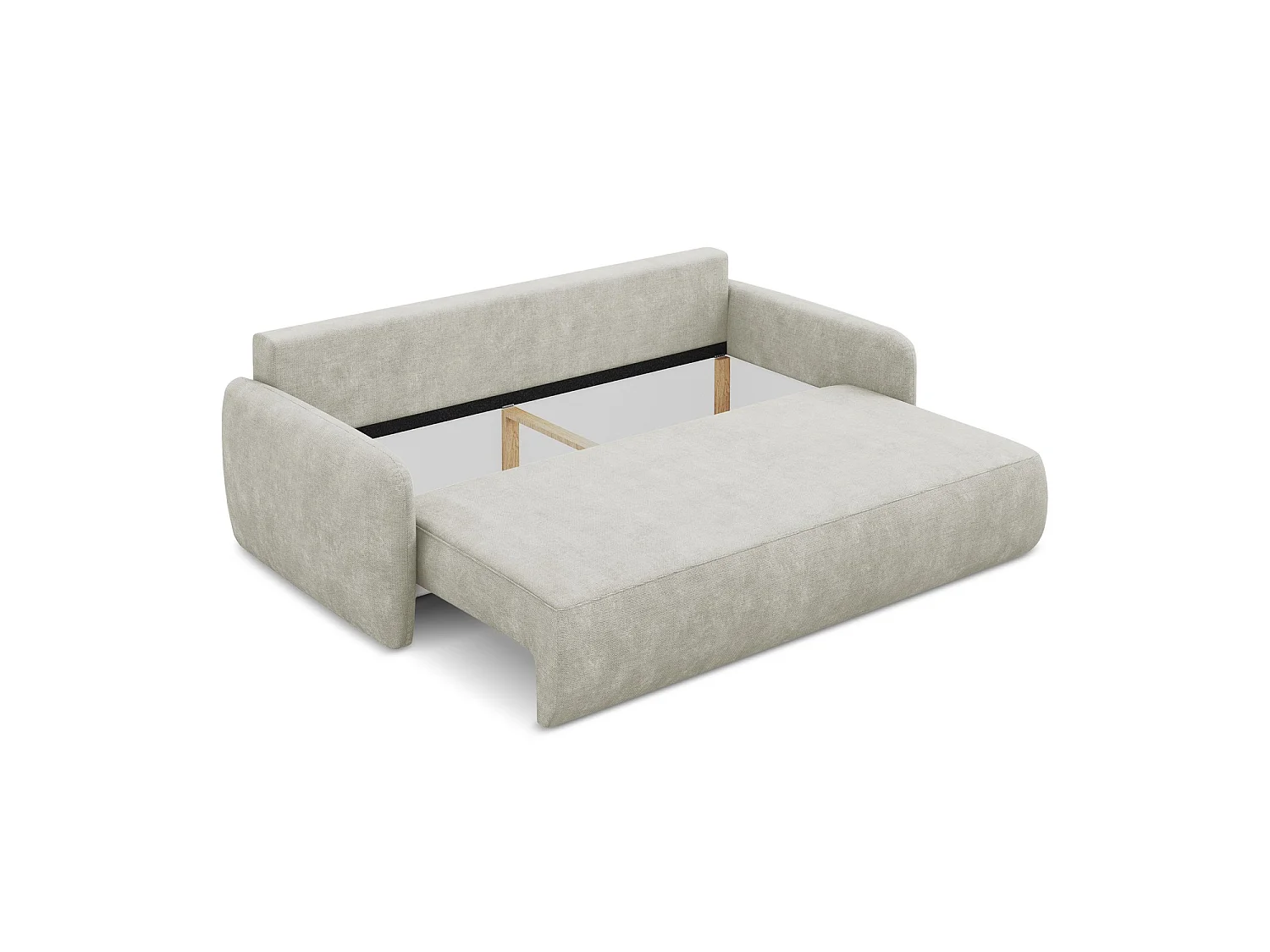 Canapé 3 places convertible en tissu chenille - perle - CORLE