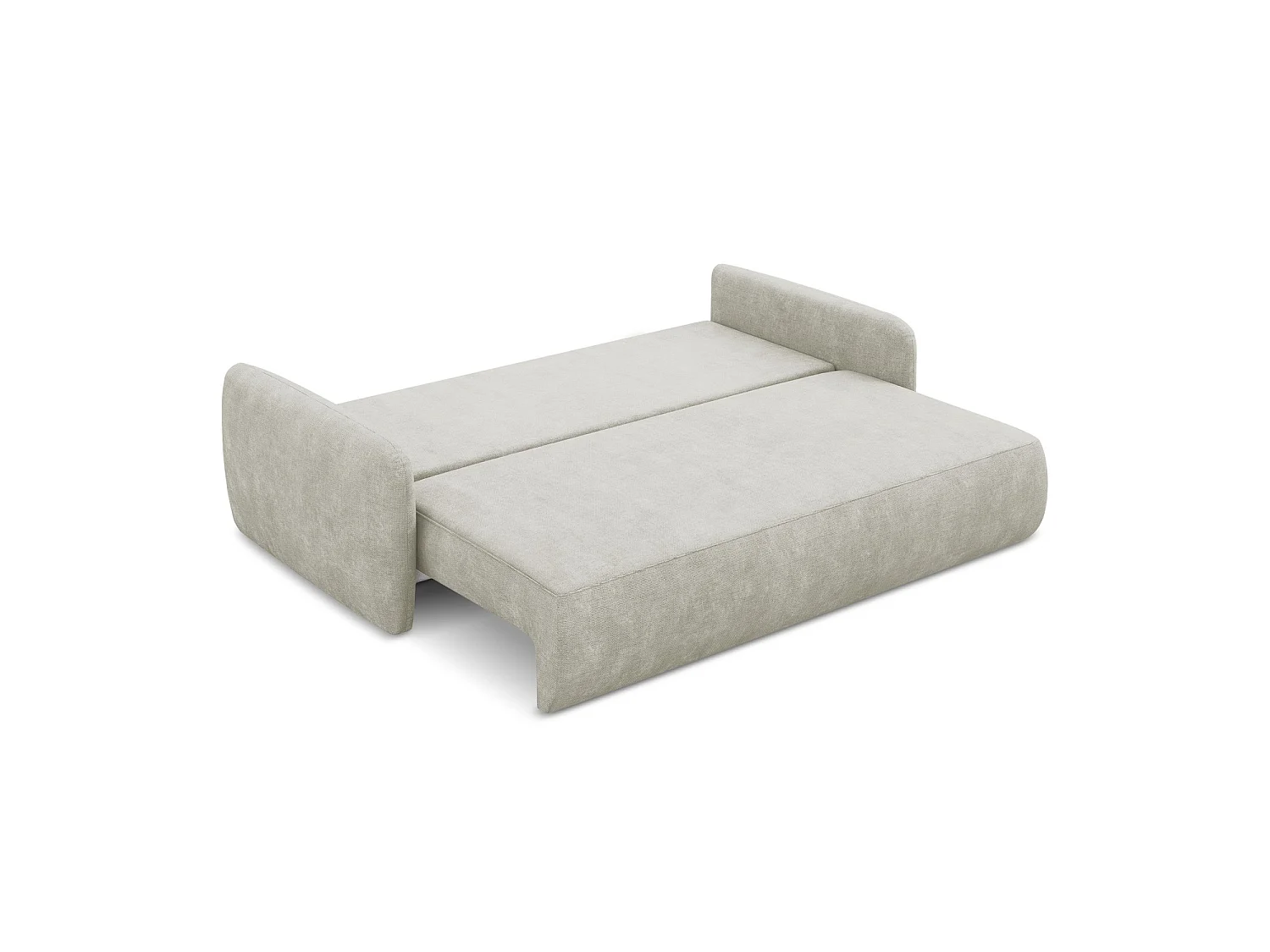 Canapé 3 places convertible en tissu chenille - perle - CORLE