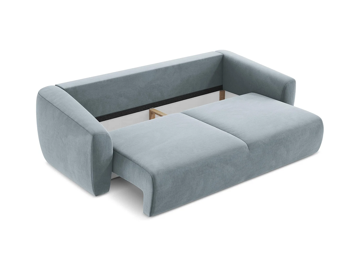 Canapé 3 places convertible en velours - bleu clair - GUAVA