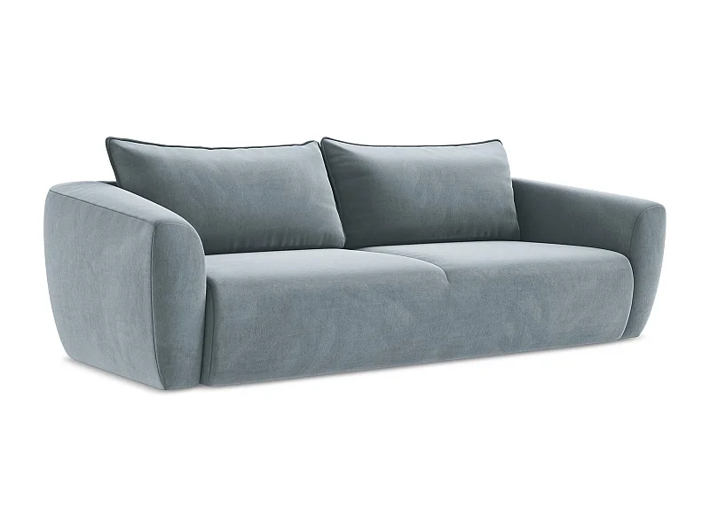 Kanapa 3-osobowa z funkcją spania - z tkaniny welwetowej - jasny niebieski - GUAVA