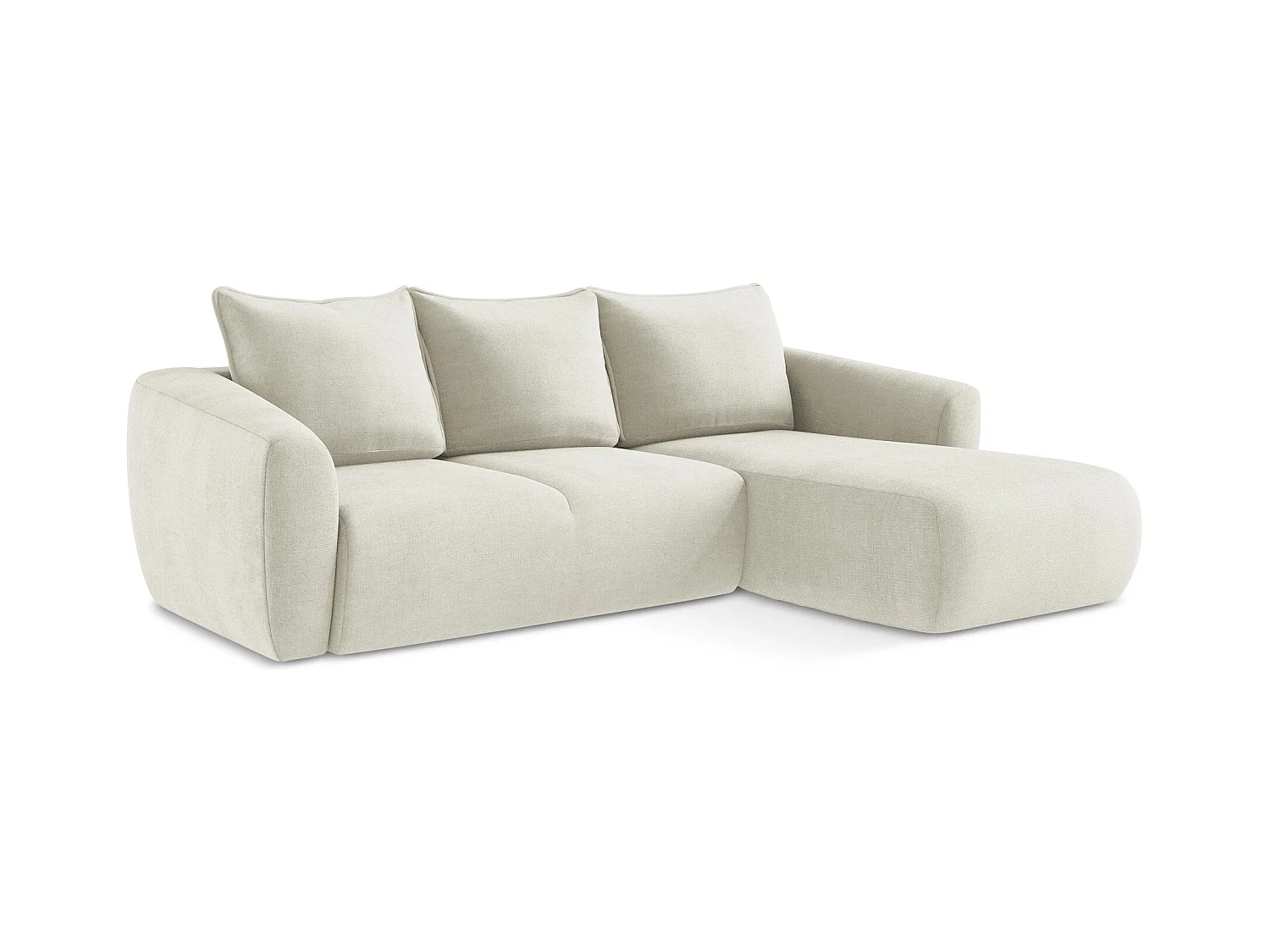 Ecksofa mit Schlaffunktion - Ecke Rechts - Strukturstoff - Beige - GUAVA