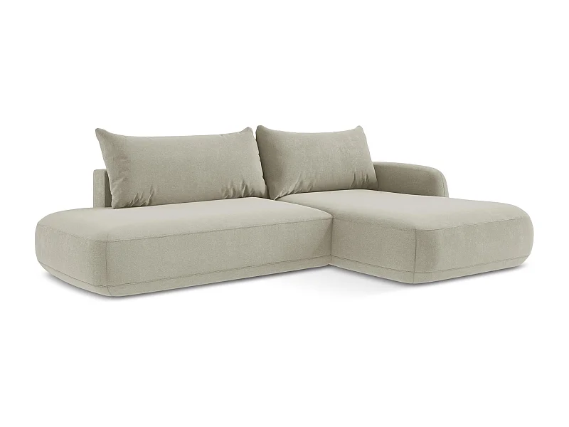 Ecksofa mit Schlaffunktion - Ecke Rechts - Strukturstoff - Hell beige - HALE