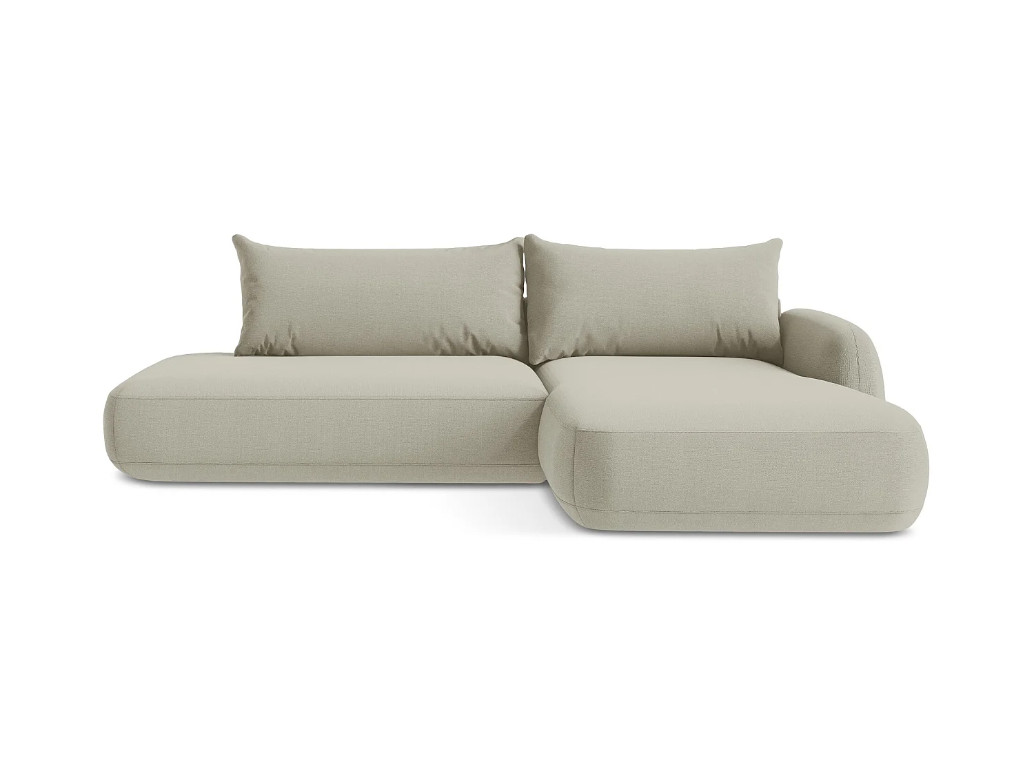 Canapé d'angle droit convertible en tissu texturé - beige clair - HALE