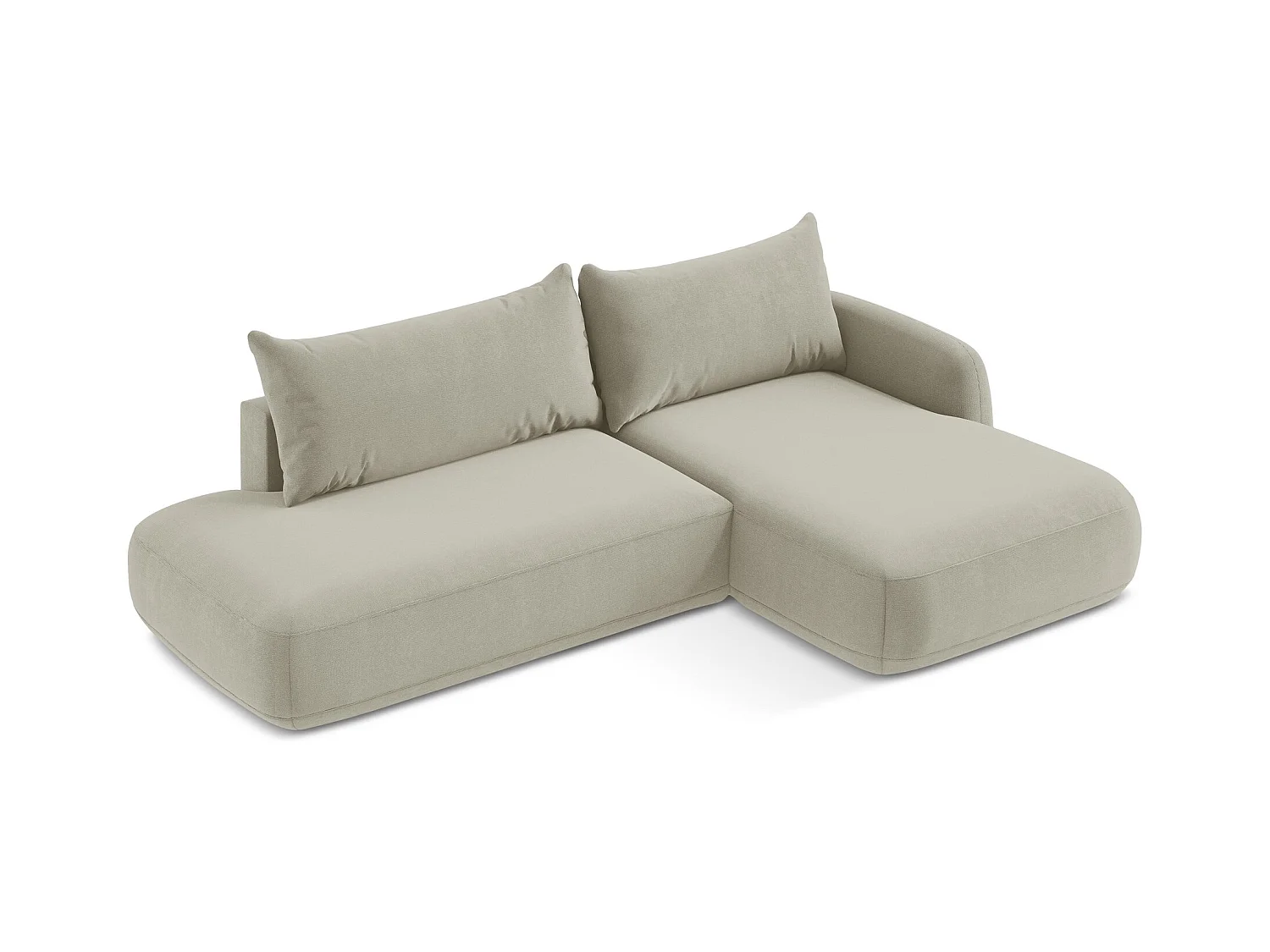 Canapé d'angle droit convertible en tissu texturé - beige clair - HALE