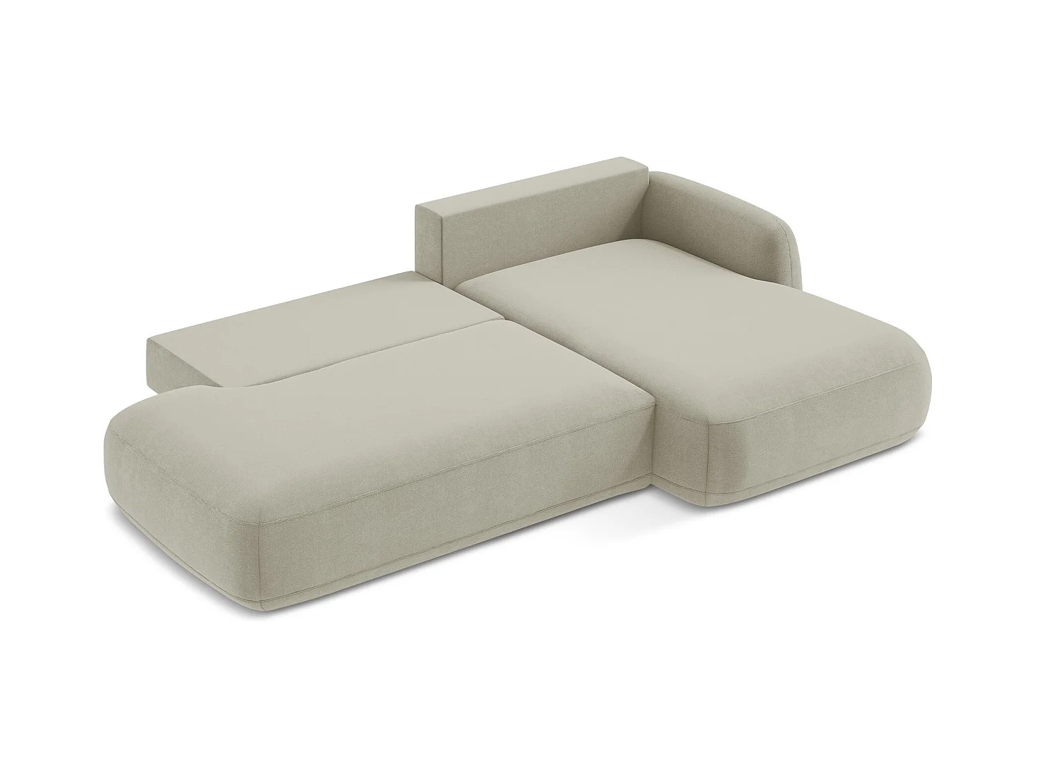 Canapé d'angle droit convertible en tissu texturé - beige clair - HALE