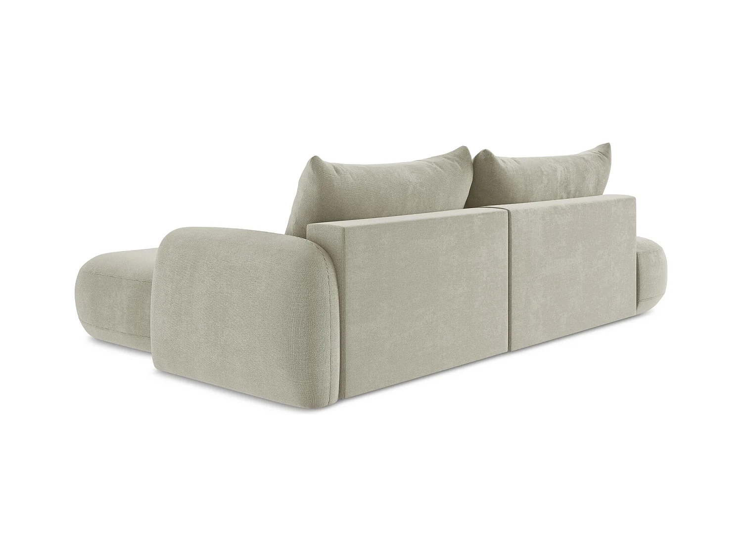 Canapé d'angle droit convertible en tissu texturé - beige clair - HALE