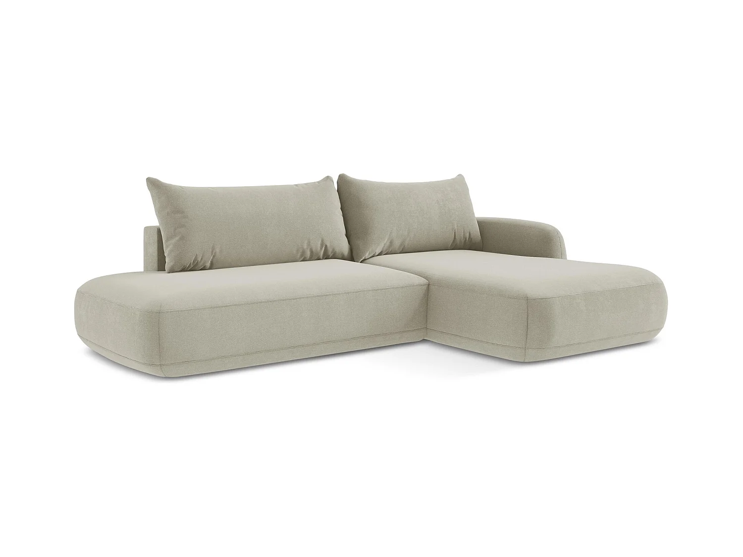 Ecksofa mit Schlaffunktion - Ecke Rechts - Strukturstoff - Hell beige - HALE