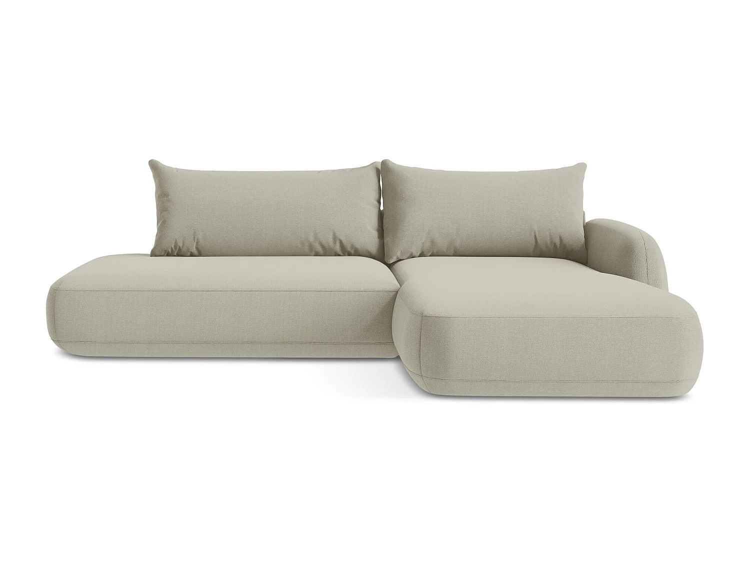 Canapé d'angle droit convertible en tissu texturé - beige clair - HALE