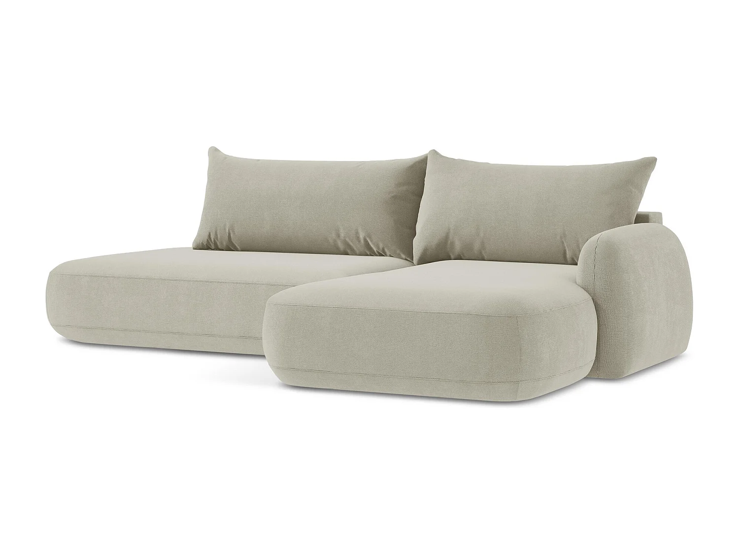 Canapé d'angle droit convertible en tissu texturé - beige clair - HALE