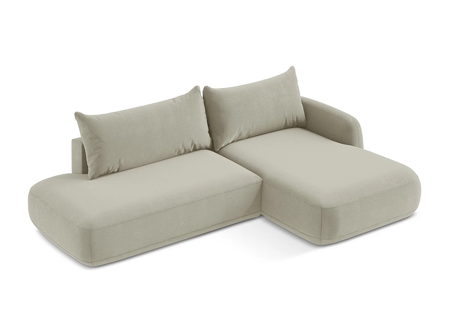 Canapé d'angle droit convertible en tissu texturé - beige clair - HALE