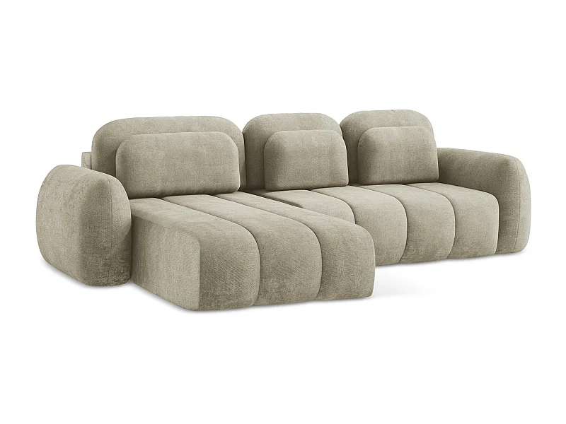 Hoekslaapbank links van beige chenille stof - PELE