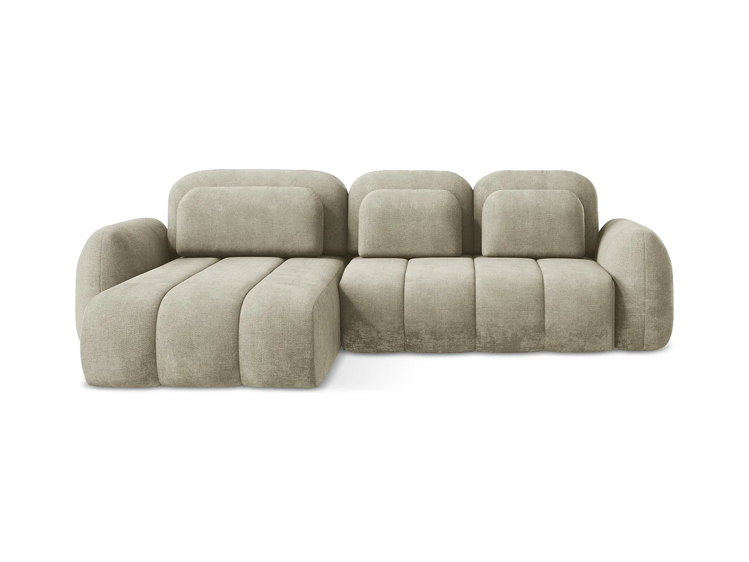 Canapé d’angle 3 places gauche convertible en tissu chenille - beige - PELE