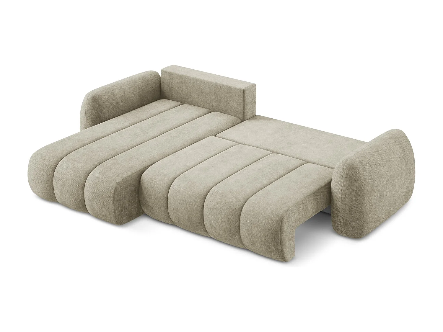 Canapé d’angle 3 places gauche convertible en tissu chenille - beige - PELE