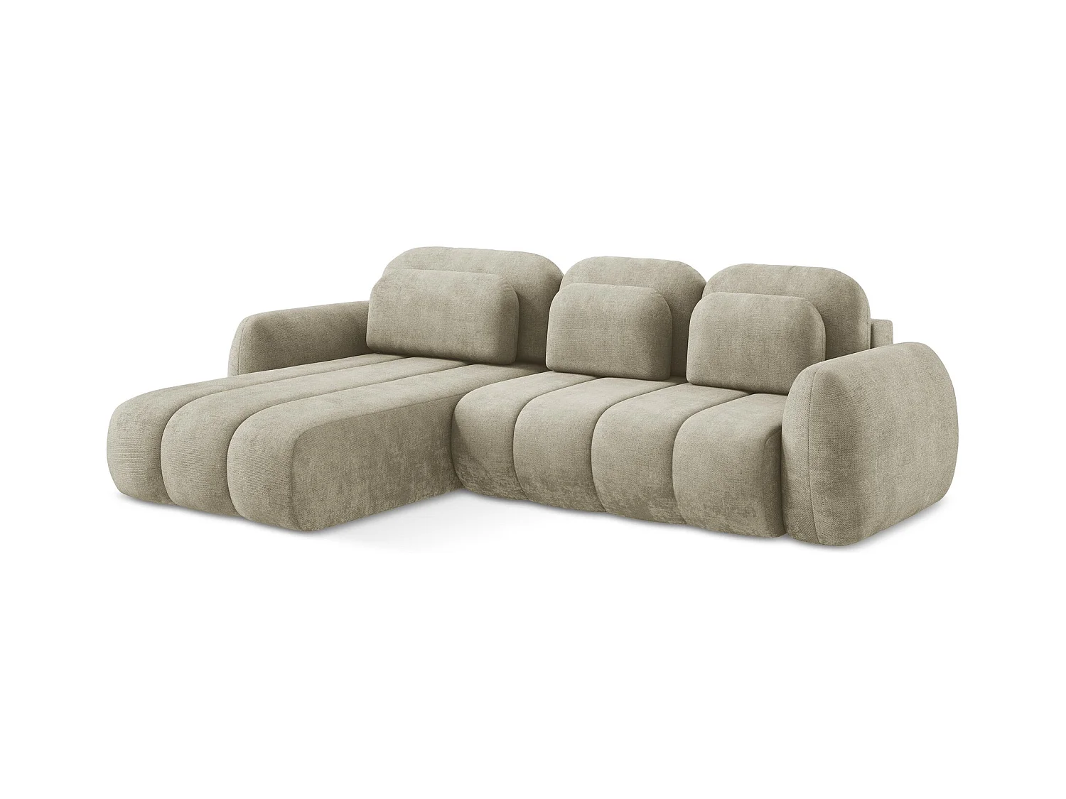 3-Sitzer Ecksofa mit Schlaffunktion - Ecke Links - Chenille - Beige - PELE