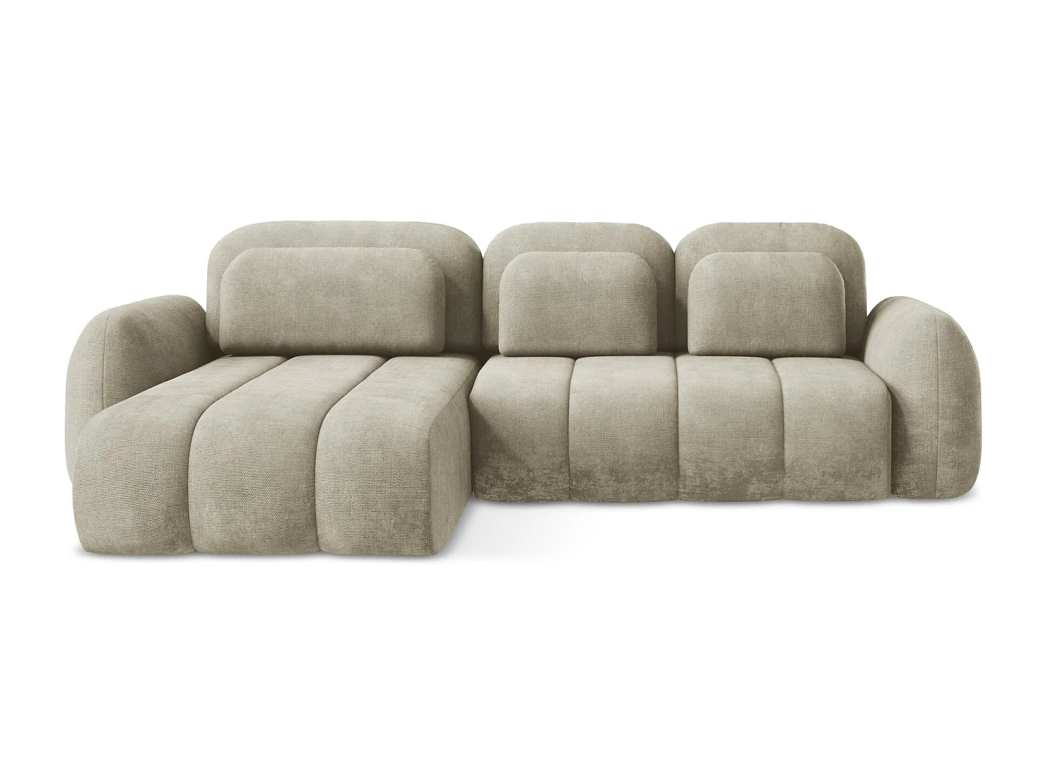 Canapé d’angle 3 places gauche convertible en tissu chenille - beige - PELE