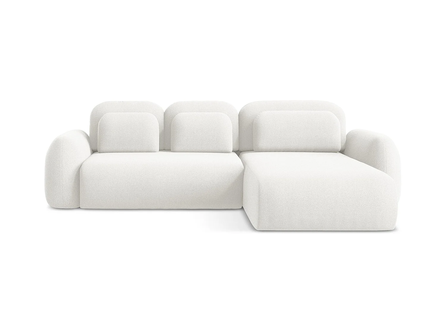 Canapé d'angle droit convertible en tissu bouclette - blanc - LOHI