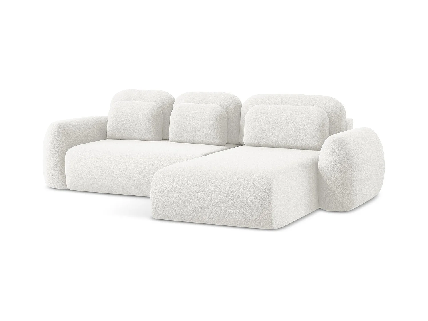 Canapé d'angle droit convertible en tissu bouclette - blanc - LOHI