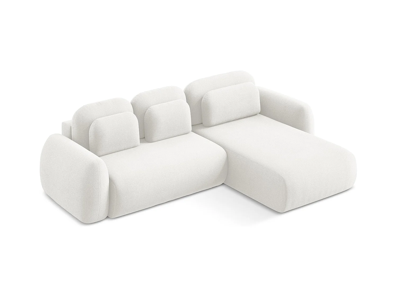 Canapé d'angle droit convertible en tissu bouclette - blanc - LOHI