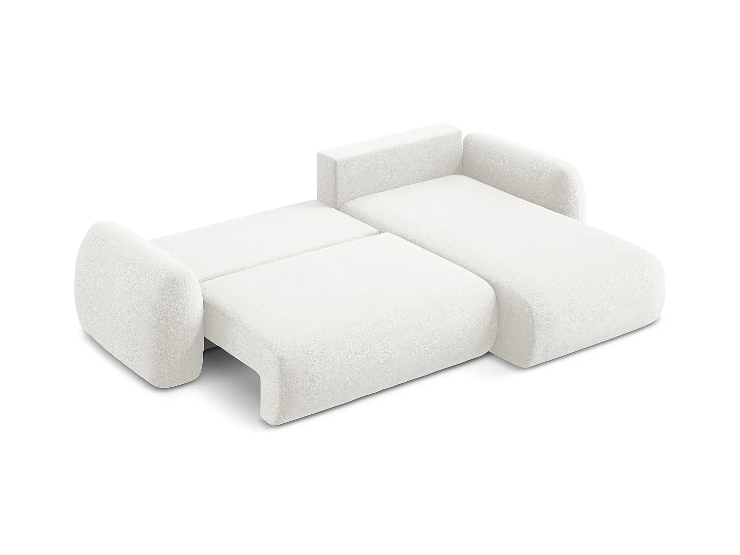 Canapé d'angle droit convertible en tissu bouclette - blanc - LOHI