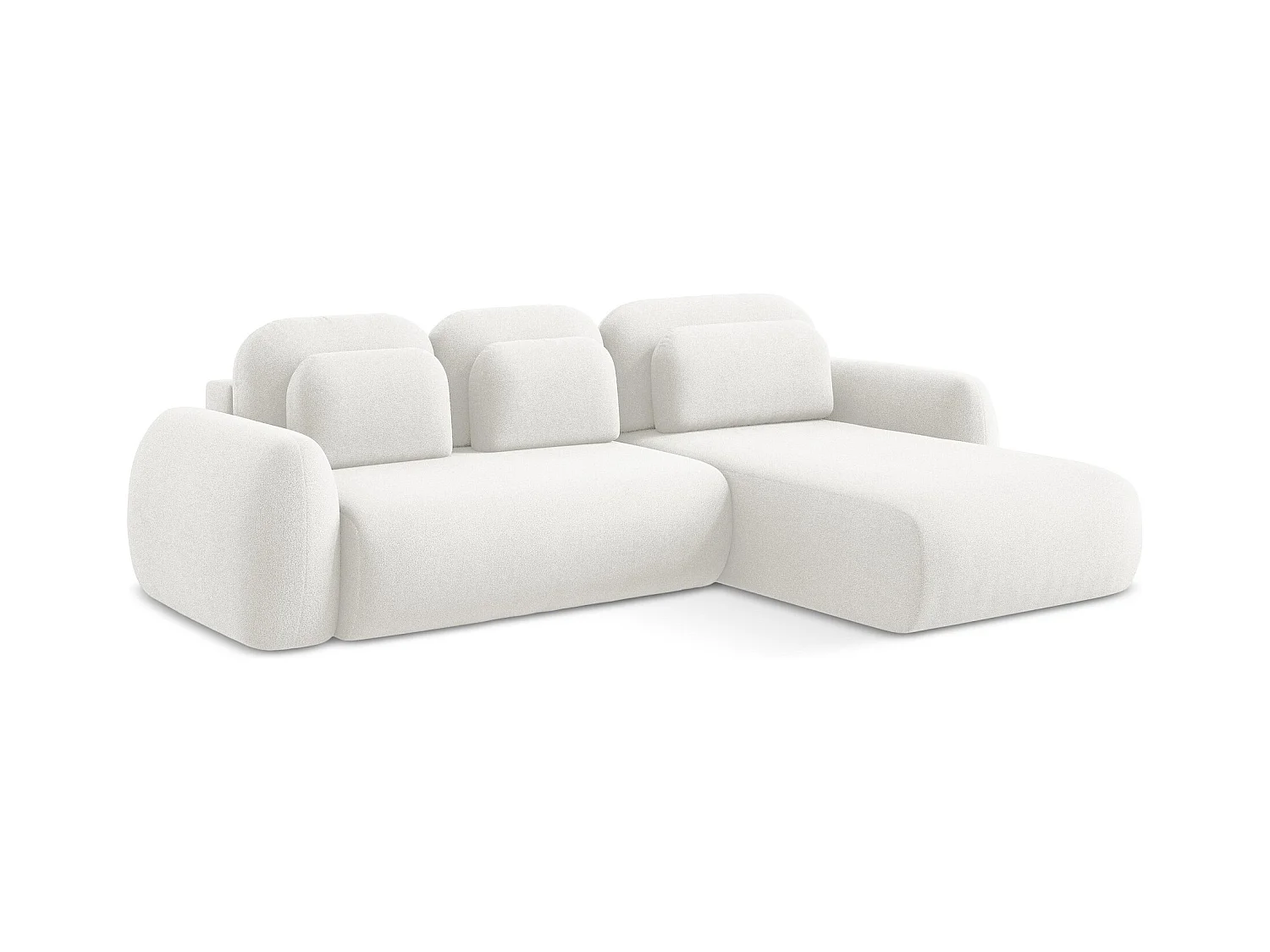 Canapé d'angle droit convertible en tissu bouclette - blanc - LOHI
