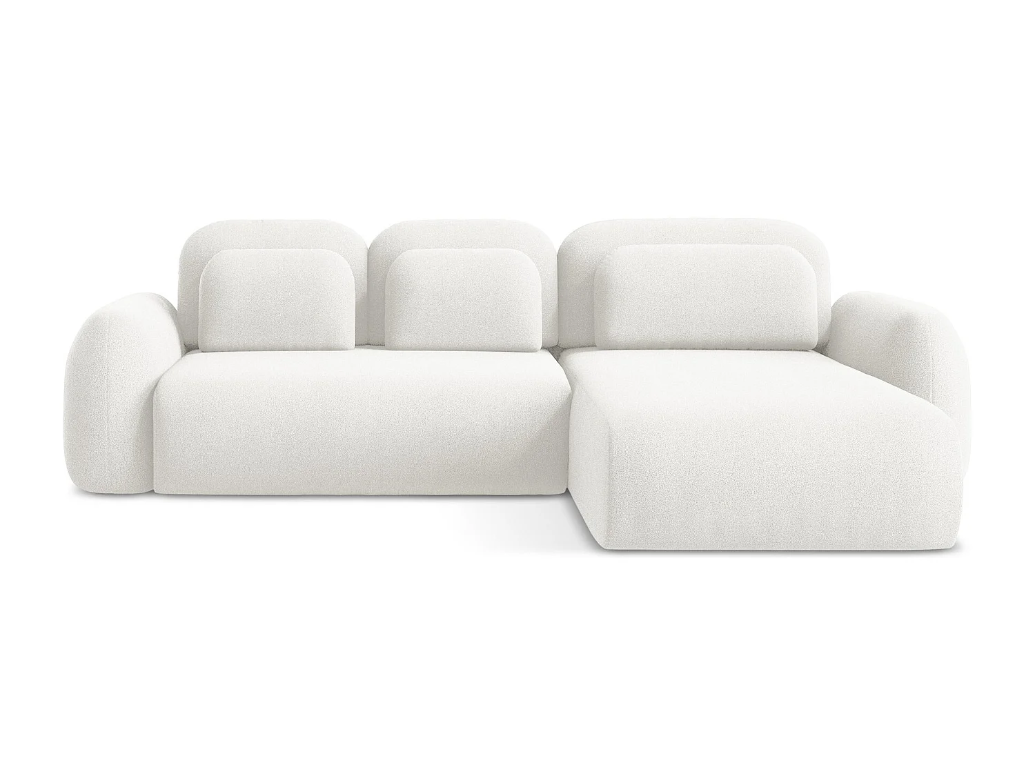 Canapé d'angle droit convertible en tissu bouclette - blanc - LOHI