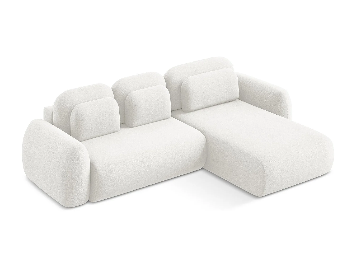 Canapé d'angle droit convertible en tissu bouclette - blanc - LOHI