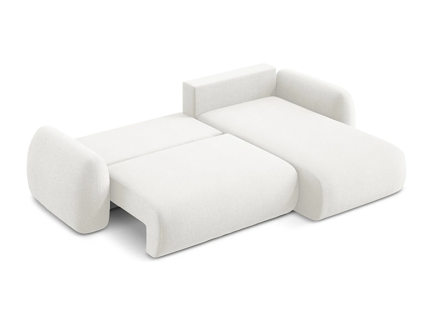 Canapé d'angle droit convertible en tissu bouclette - blanc - LOHI