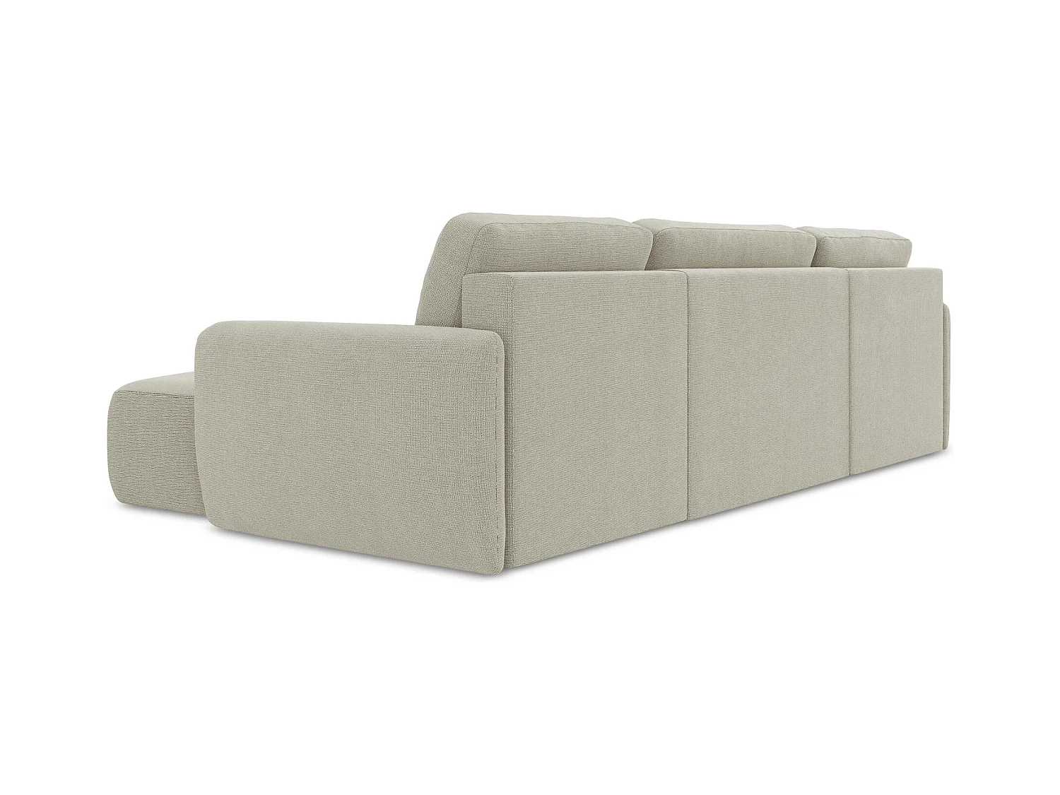 Canapé panoramique 4 places convertible en tissu texturé - beige clair - LILO
