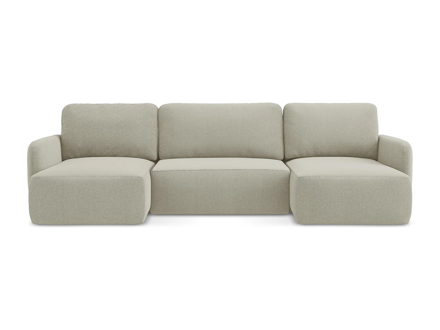 Canapé panoramique 4 places convertible en tissu texturé - beige clair - LILO