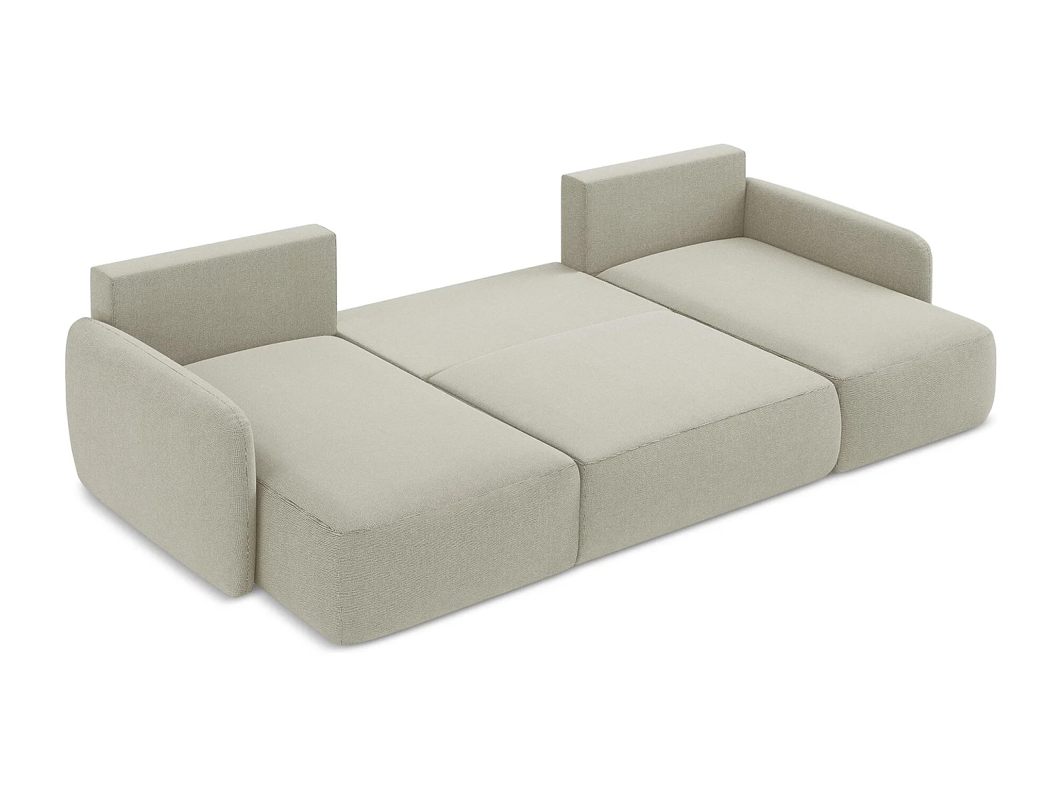 Canapé panoramique 4 places convertible en tissu texturé - beige clair - LILO