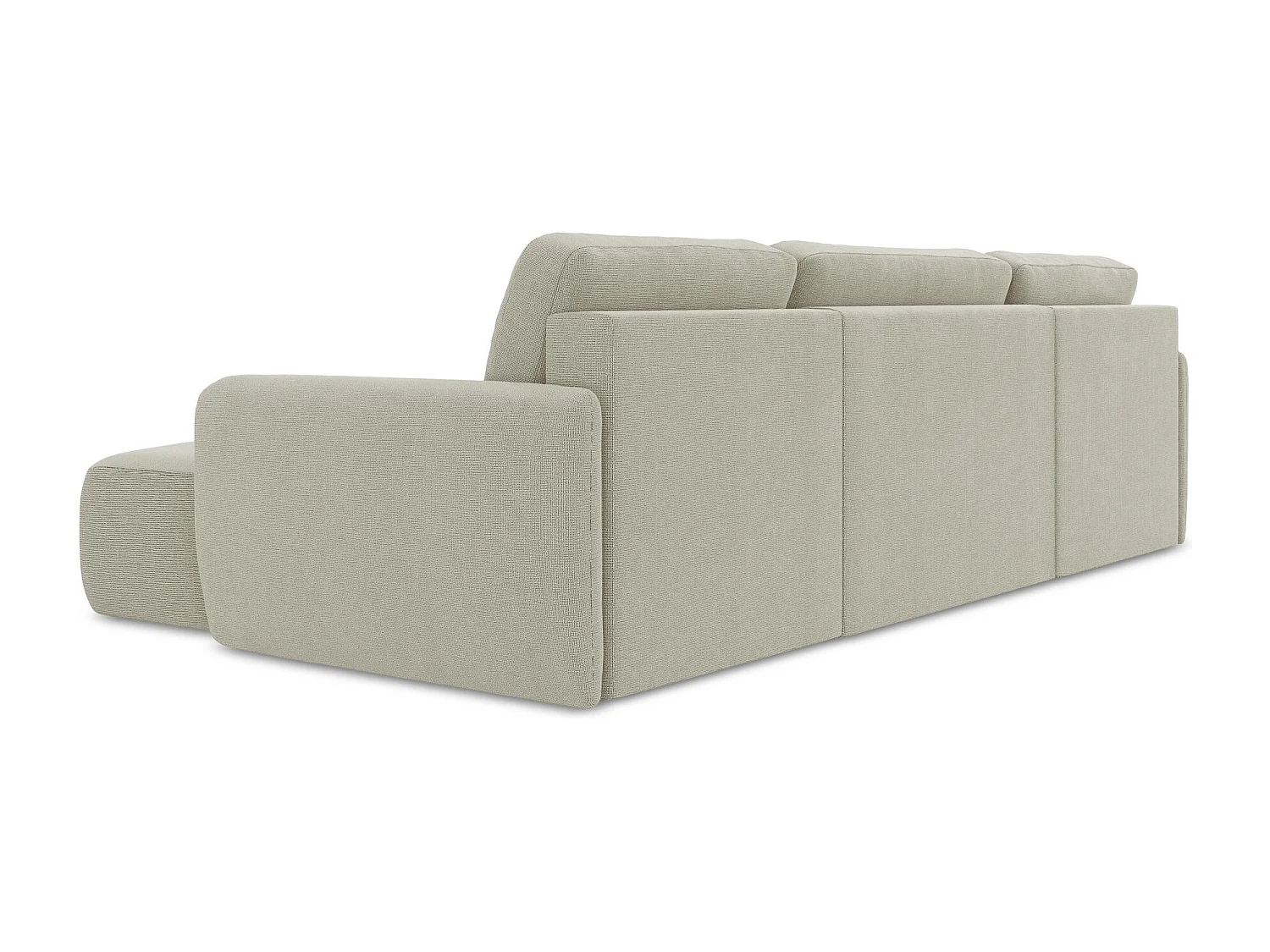 Canapé panoramique 4 places convertible en tissu texturé - beige clair - LILO