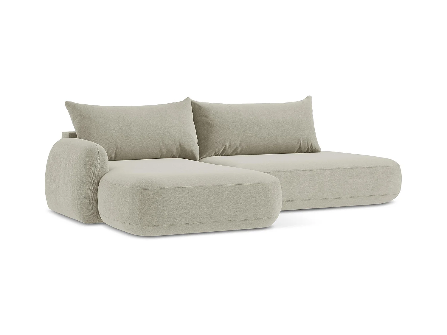 Canapé d’angle 3 places gauche convertible en tissu texturé - beige clair - HALE