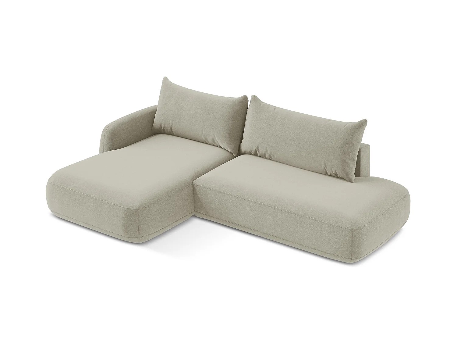 Canapé d’angle 3 places gauche convertible en tissu texturé - beige clair - HALE