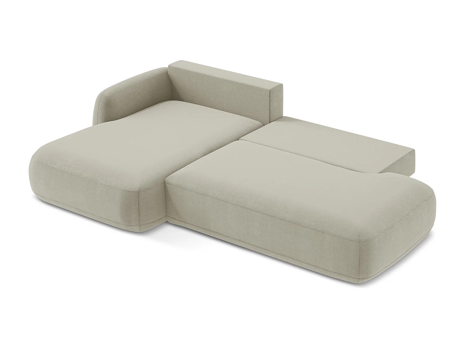 Canapé d’angle 3 places gauche convertible en tissu texturé - beige clair - HALE