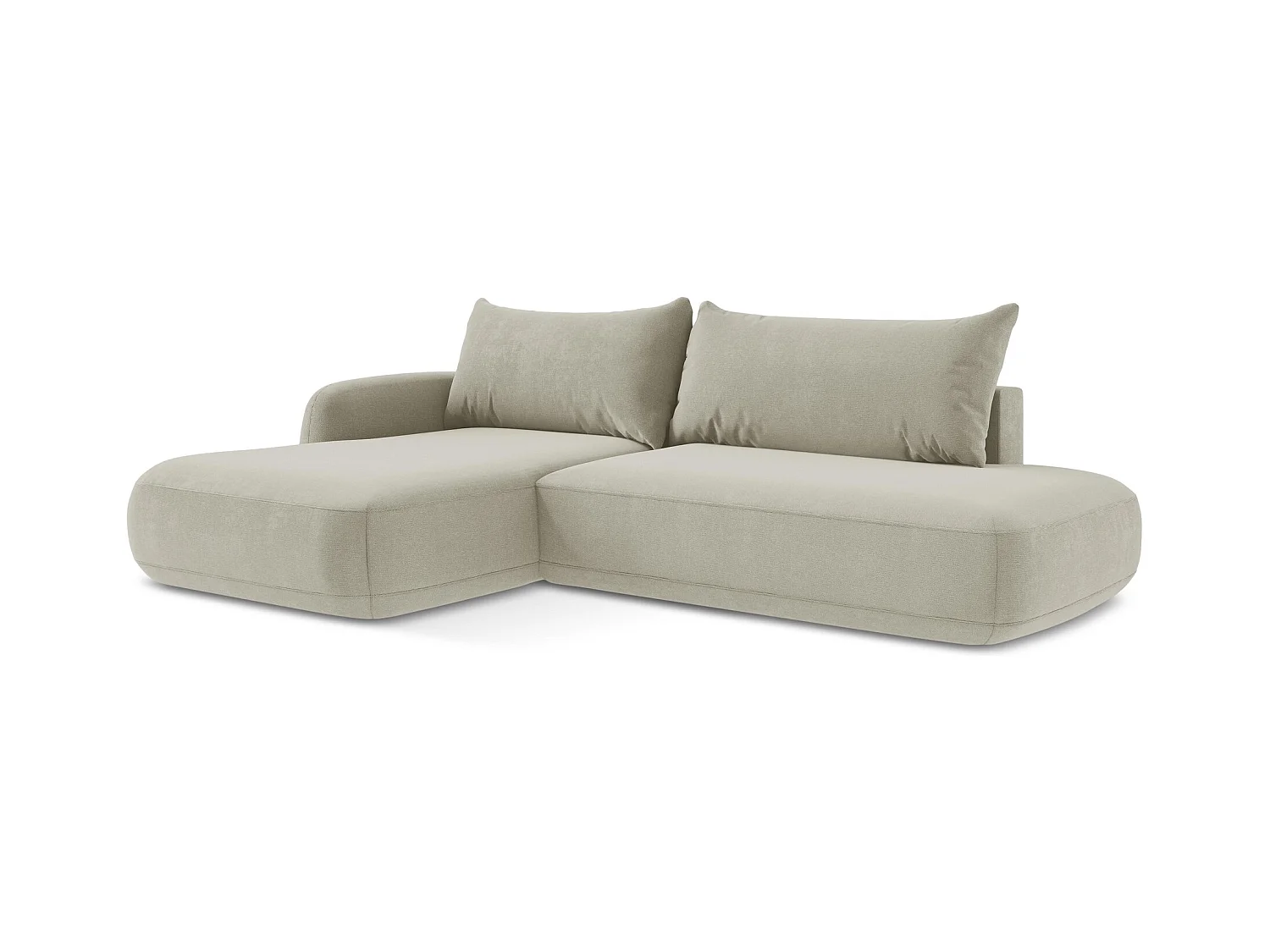3-Sitzer Ecksofa mit Schlaffunktion - Ecke Links - Strukturstoff - Hell beige - HALE