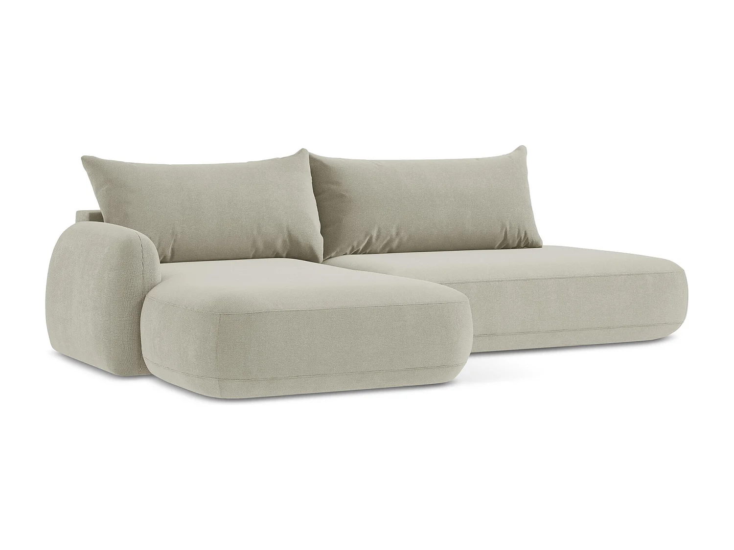 Canapé d’angle 3 places gauche convertible en tissu texturé - beige clair - HALE